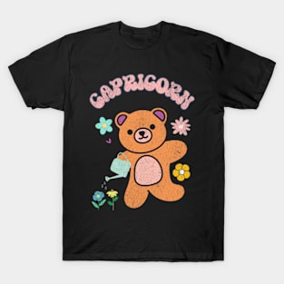 Vintage Capricorn Teddy Bear Zodiac Sign Astrology Birthday T-Shirt